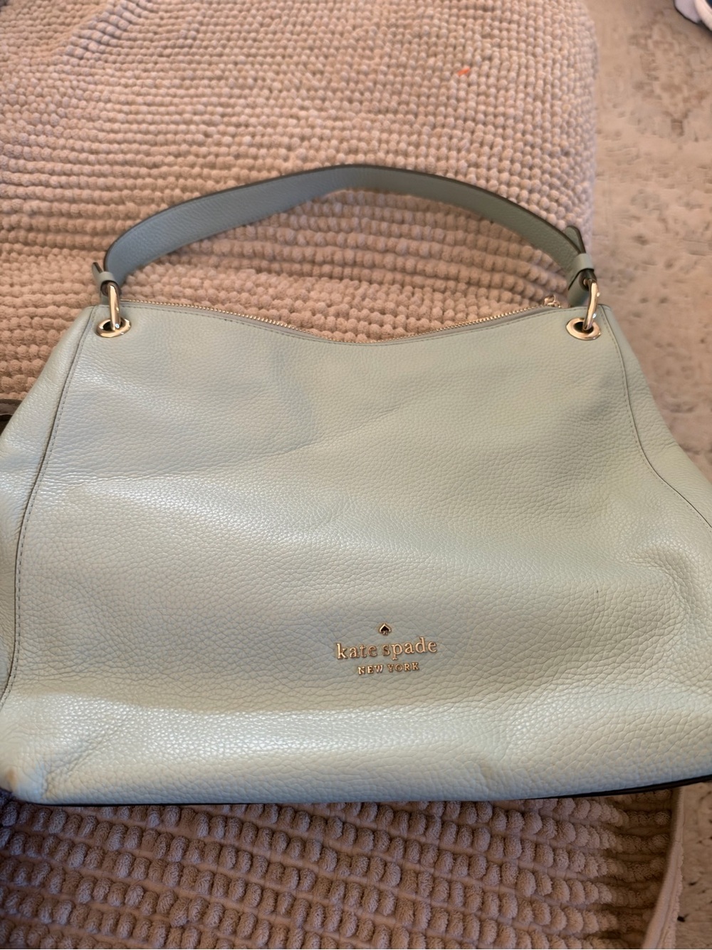 kate spade Leather Shoulder Bag in Pale Mint with Gold Hardware